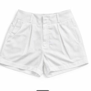 Women’s White High-Waist Pleated Shorts